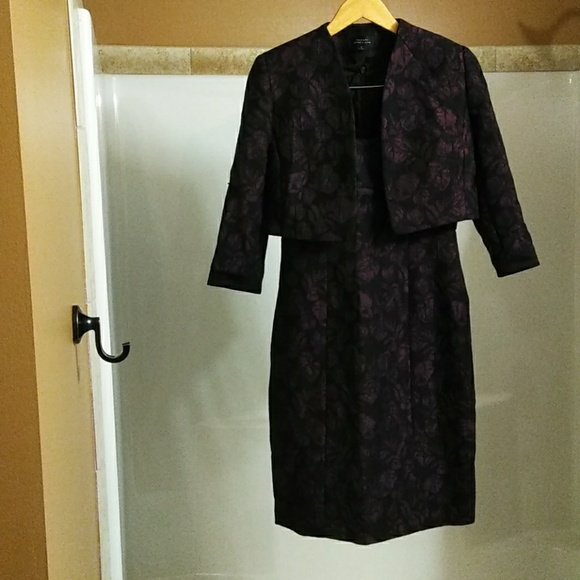 Size 2 Tahari Purple/Black Dress & Jacket - Picture 2 of 7